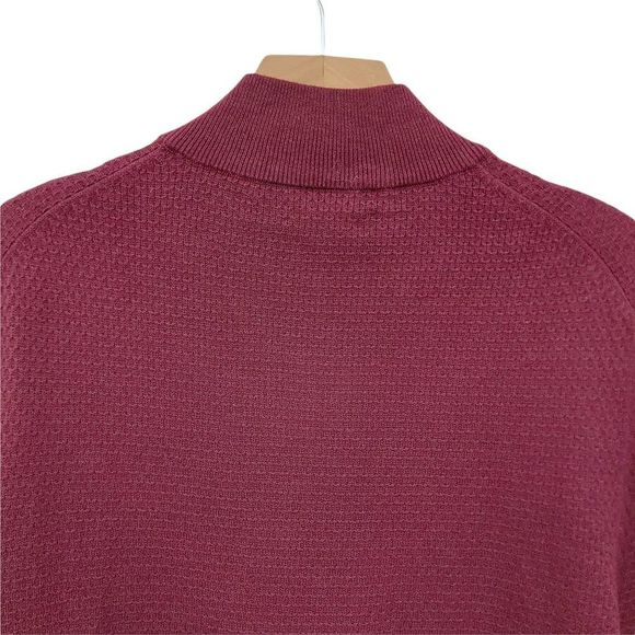 Tasso Elba Sweater Mens Medium Burgundy 1/4 Zip Knitted High Neck Long Sleeve - Picture 4 of 9